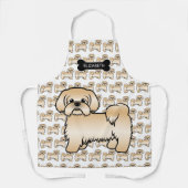 Gold Shih Tzu Niedlich Cartoon Dog & Name Schürze (Vorderseite)