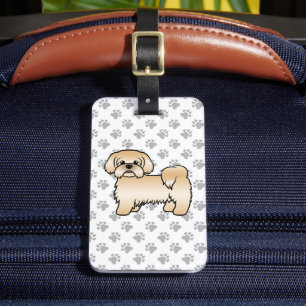 Gold Shih Tzu Niedlicher Cartoon Dog & Custom Text Gepäckanhänger