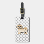 Gold Shih Tzu Niedlicher Cartoon Dog & Custom Text Gepäckanhänger (Vorderseite vertikal)