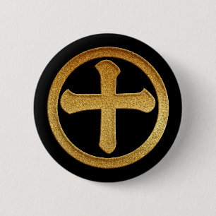 Gold Shimazu Juji Kamon Button