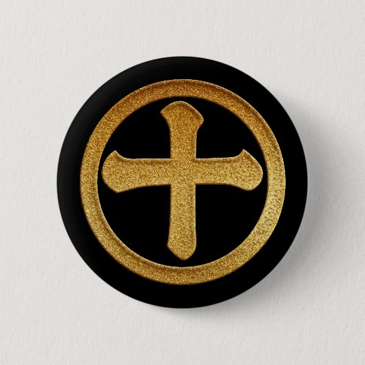 Gold Shimazu Juji Kamon Button (Vorderseite)