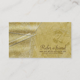 Gold Shimmer Crystal Glam Salon Refer einem Freund Empfehlungskarte