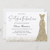 Gold Shimmer Dress 60 & Fabulous 60. Geburtstag Einladung (Vorderseite)