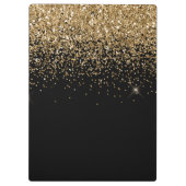 Gold Shimmer Glitzer & Diamonds Monogram Klemmbrett (Rückseite)