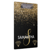 Gold Shimmer Glitzer & Diamonds Monogram Klemmbrett (Rechts)