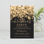 Gold Shimmer Lights Script Weihnachts-Party Einladung (Stehend Vorderseite)