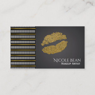 Gold Shimmer Lips Modern Glam Schönheitssalon Visitenkarte