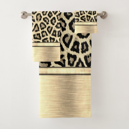 Gold Shimmery Leopard Print Badhandtuch Set (Insitu)