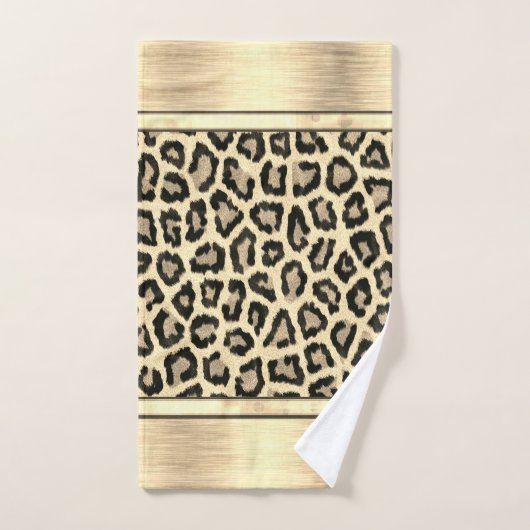 Gold Shimmery Leopard Print Badhandtuch Set (Handtuch)