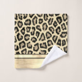 Gold Shimmery Leopard Print Badhandtuch Set (Waschlappen)