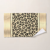 Gold Shimmery Leopard Print Badhandtuch Set (Handtuch)