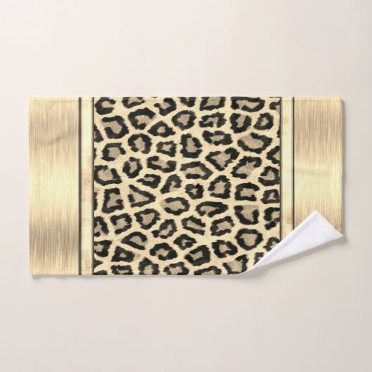Gold Shimmery Leopard Print Badhandtuch Set (Handtuch)