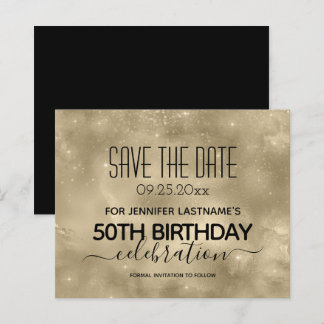 Gold Shine 50. Geburtstag Save the Date Budget