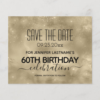 Gold Shine 60. Geburtstag Save the Date Budget