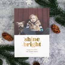 Gold Shine Bright Hanukkah Foto Card