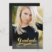 Gold Shine Chalkboard Graduation Party Einladung (Vorne/Hinten)