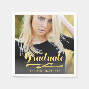 Gold Shine Foto Graduation Party Paper Napkins Serviette