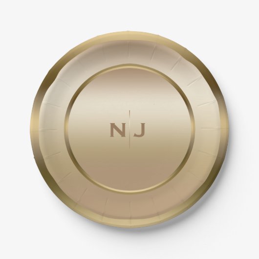 Gold Shine Golden Shiny Modernes Glam Party Pappteller (Vorderseite)