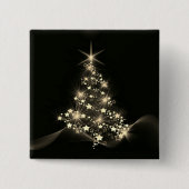 Gold Shine of Stars auf Weihnachtsbaum Dunkel Button (Vorderseite)