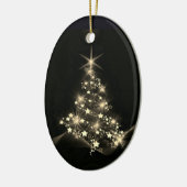 Gold Shine of Stars auf Weihnachtsbaum Dunkel Keramik Ornament (Links)