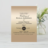 Gold Shine Shiny Metallic Elegante Hochzeit Einladung (Stehend Vorderseite)