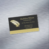 Gold Shiny Blume Palm Blätter auf schwarz Magnetische Visitenkarte (Beispiel)