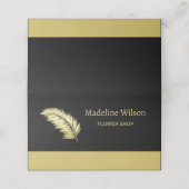 Gold Shiny Blume Palm Blätter auf schwarz Terminkarte (Außenseite Aufgefaltet)