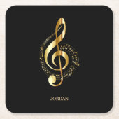 Gold Shiny Clef Rechteckiger Pappuntersetzer (Vorderseite)