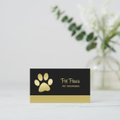 Gold Shiny Dog Paw auf Black Pet Grooming Service Terminkarte (Stehend Vorderseite)