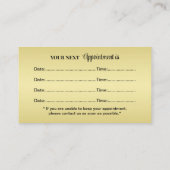 Gold Shiny Dog Paw auf Black Pet Grooming Service Terminkarte (Rückseite)