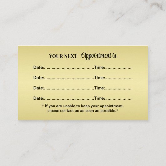 Gold Shiny Dog Paw auf Black Pet Grooming Service Terminkarte (Rückseite)