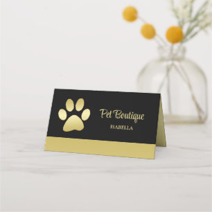 Gold Shiny Dog Paw auf Black Pet Grooming Service Treuekarte