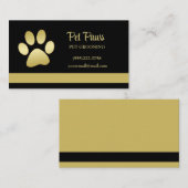 Gold Shiny Dog Paw auf Black Pet Grooming Service Visitenkarte (Vorne/Hinten)