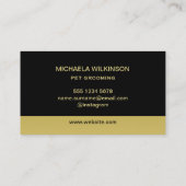 Gold Shiny Dog Paw auf Black Pet Grooming Service Visitenkarte (Rückseite)