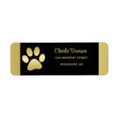 Gold Shiny Dog Paw auf schwarzem Hintergrund (Vorne)