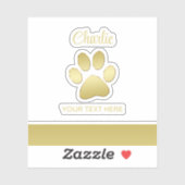 Gold Shiny Dog Paw auf schwarzem Hintergrund Aufkleber (Blatt)