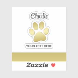 Gold Shiny Dog Paw auf schwarzem Hintergrund Aufkleber