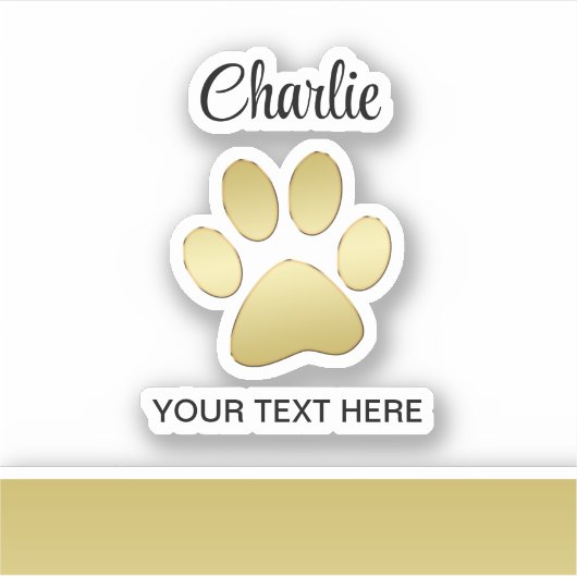 Gold Shiny Dog Paw auf schwarzem Hintergrund Aufkleber (Vorderseite)