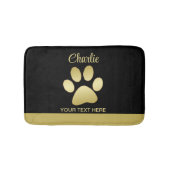 Gold Shiny Dog Paw auf schwarzem Hintergrund Badematte (Vorderseite)
