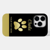 Gold Shiny Dog Paw auf schwarzem Hintergrund Case-Mate iPhone Hülle (Rückseite (Horizontal))