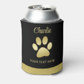 Gold Shiny Dog Paw auf schwarzem Hintergrund Dosenkühler (Kanne Rückseite)