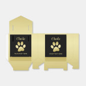 Gold Shiny Dog Paw auf schwarzem Hintergrund Geschenkschachtel (Ungefaltet)