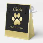 Gold Shiny Dog Paw auf schwarzem Hintergrund Geschenkschachtel (Rückseite)