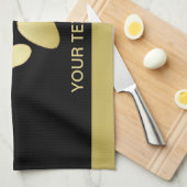 Gold Shiny Dog Paw auf schwarzem Hintergrund Geschirrtuch (Viertel Falte)