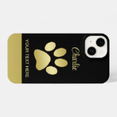 Gold Shiny Dog Paw auf schwarzem Hintergrund iPhone Hülle (Rückseite (Horizontal))