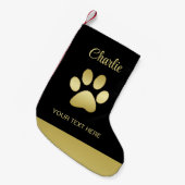 Gold Shiny Dog Paw auf schwarzem Hintergrund Kleiner Weihnachtsstrumpf (Vorderansicht (hängend))