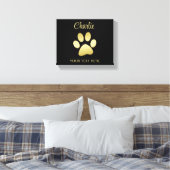 Gold Shiny Dog Paw auf schwarzem Hintergrund Leinwanddruck (Insitu (Schlafzimmer))