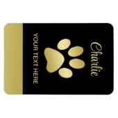 Gold Shiny Dog Paw auf schwarzem Hintergrund Magnet (Horizontal)