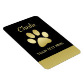 Gold Shiny Dog Paw auf schwarzem Hintergrund Magnet (Rechte Seite)