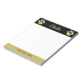 Gold Shiny Dog Paw auf schwarzem Hintergrund Notizblock (Rotiert)
